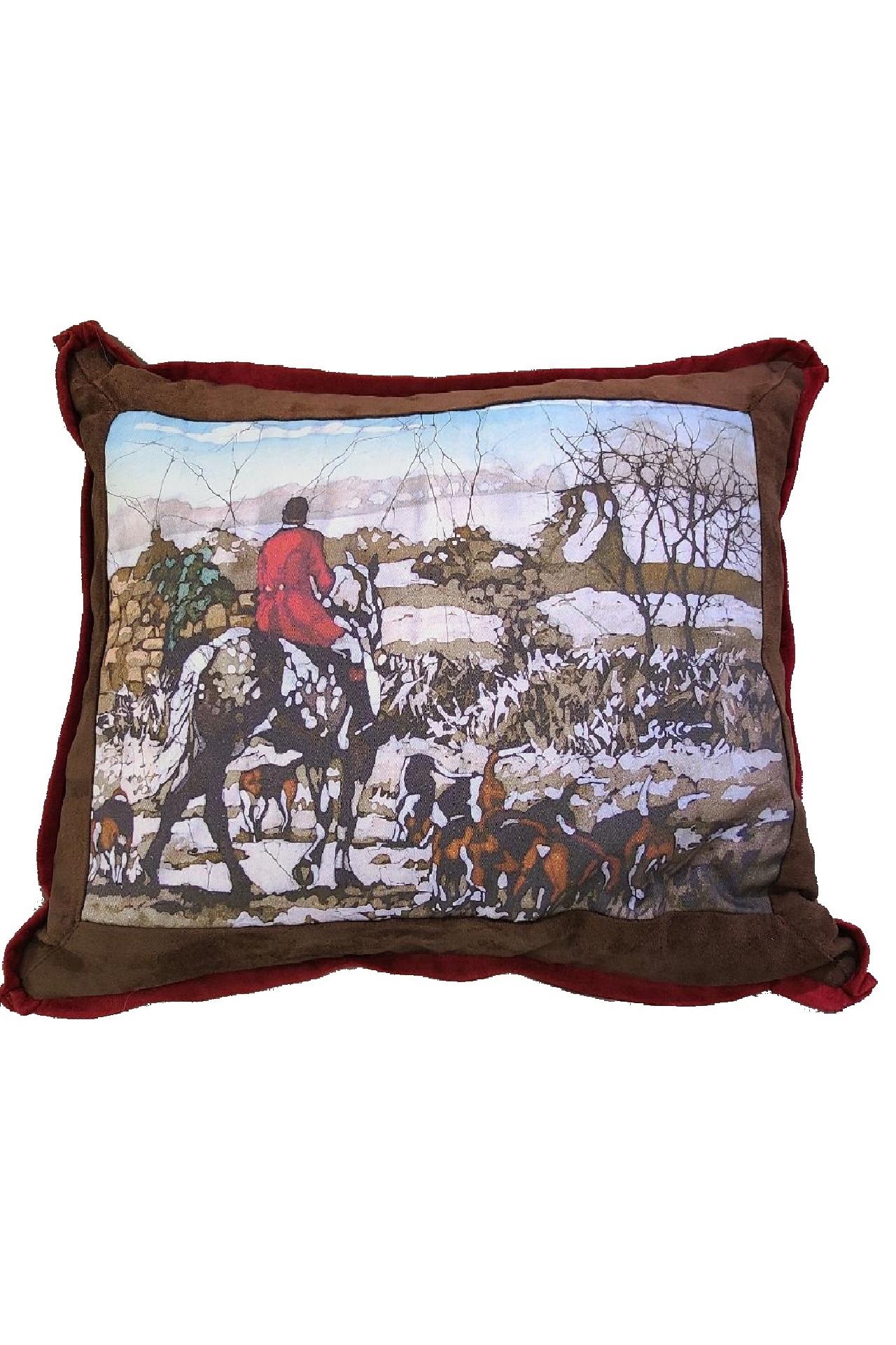 Foxhunt Pillow Cover English Decor Foxhunting Gift Classic Home Decor  Tapestry Cushion 18x18 Horses and Beagles 