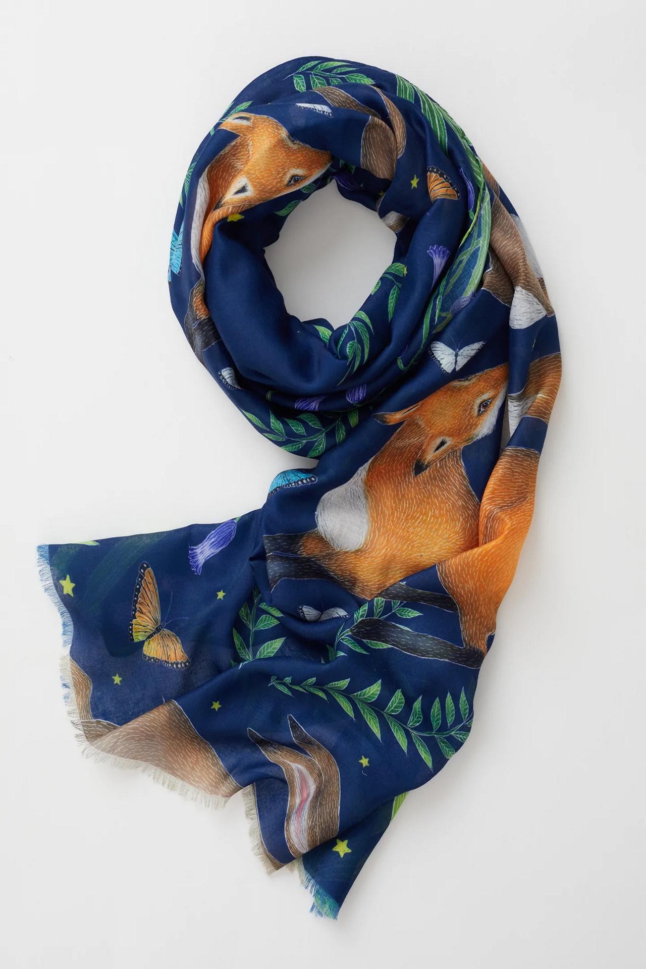 Heads or Tails Large Square Silk Scarf - Navy